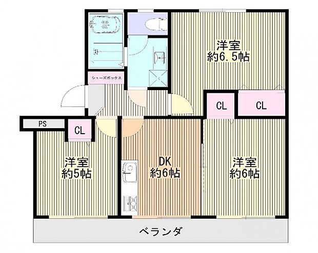 別所沼パークマンション503(3DK) 5階の間取り図