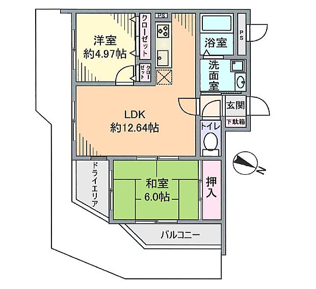 アプロアメニティ南浦和(2LDK) 1階の間取り図