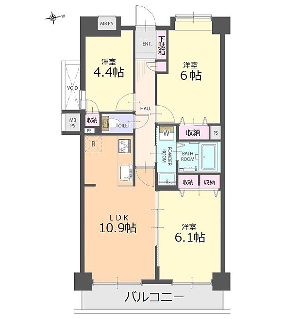 マノー大宮(3LDK) 4階の間取り図