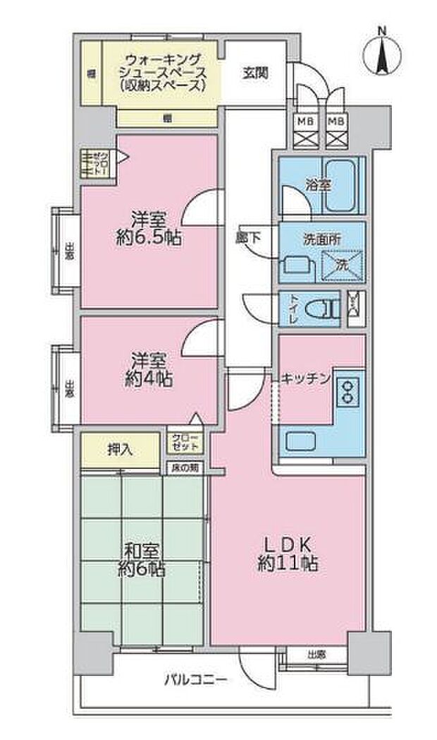 ライオンズマンション仙台堀川公園(3LDK) 4階/401の間取り図