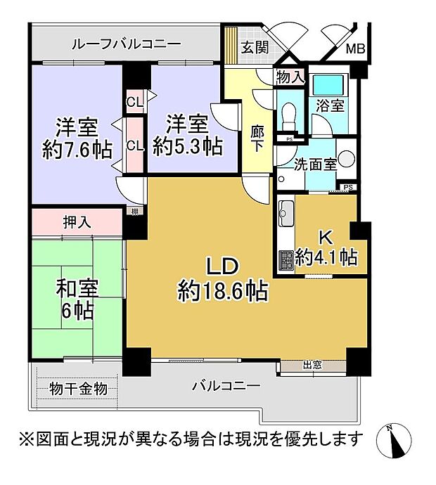 リーベスト津田沼(3LDK) 7階の間取り図