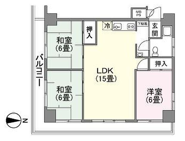 センチュリー御宿シーサイド(3LDK) 6階の内観