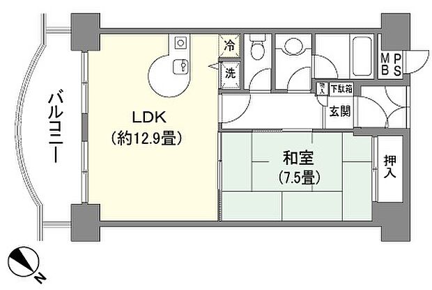 御宿アーバンコンフォート(1LDK) 2階の間取り図