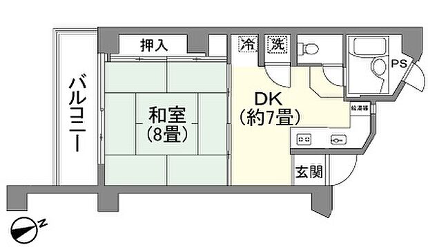 サンフラワー勝浦(1DK) 6階の間取り図