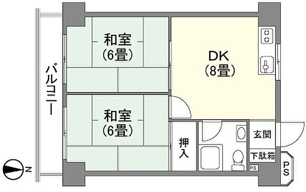 センチュリー御宿シーサイド(2DK) 9階の間取り図