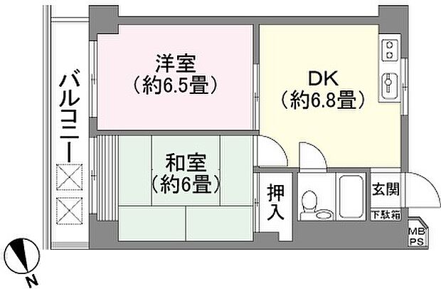 センチュリー御宿シーサイド2号館(2DK) 4階の間取り図