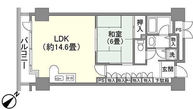 ロイヤルヴァンベール勝浦ビーチ(1LDK) 5階の間取り図