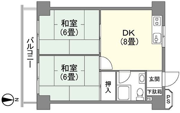 センチュリー御宿シーサイド(2DK) 5階の間取り図