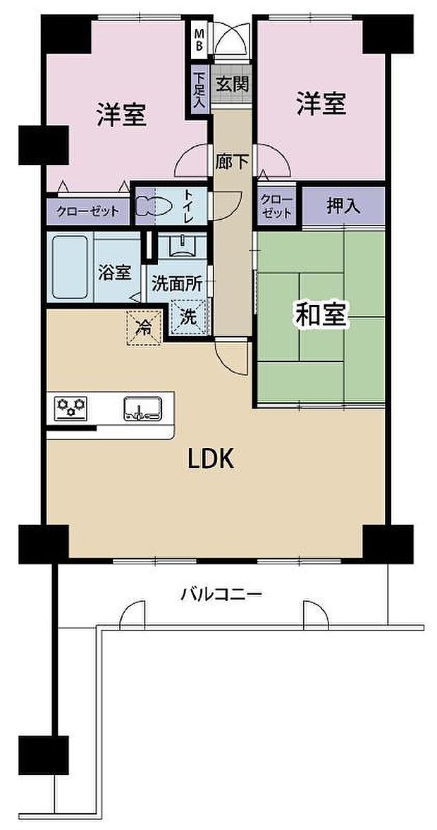 コアマンション橘通り(3LDK) 5階の内観