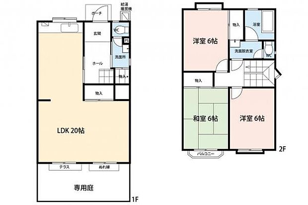 間取り図／3LDK／専用庭付き