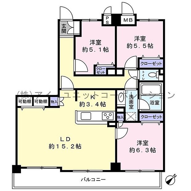 ヴァンクール舞浜弐番館(3LDK) 2階の間取り図