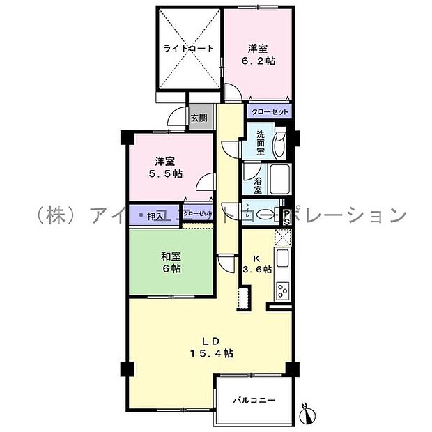コスモ津田沼イーストコア(3LDK) 1階の間取り図