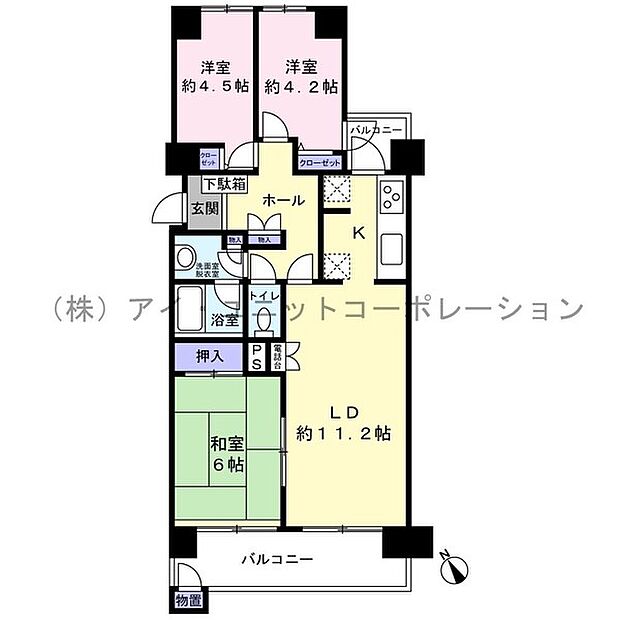 船橋ビレジ(3LDK) 4階の間取り図