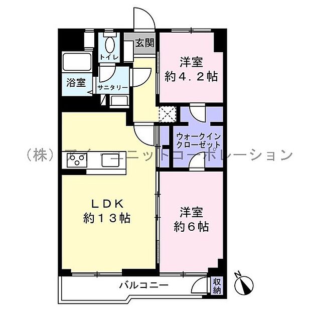 市川行徳住宅(2LDK) 1階の間取り図