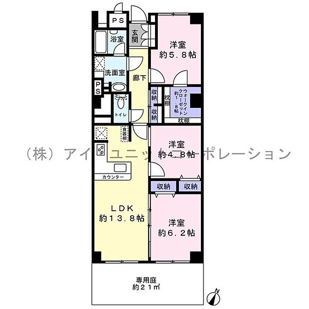 京成サンコーポ小岩(3LDK) 1階の間取り図