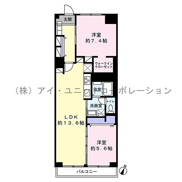 西船橋永谷マンション(2LDK) 4階の間取り図