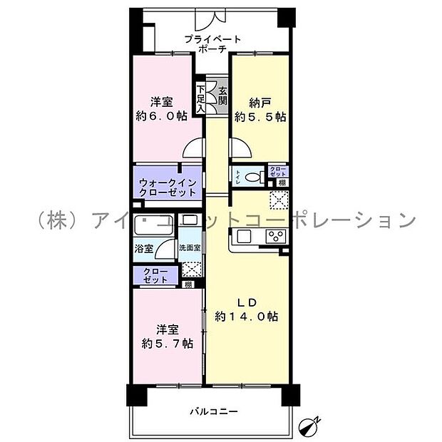 クレストフォルム平井グランステージ(2SLDK) 4階の間取り図