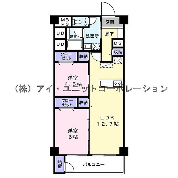 パークサイド船橋(2LDK) 6階の間取り図