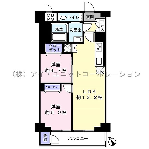 パークサイド船橋(2LDK) 10階の間取り図