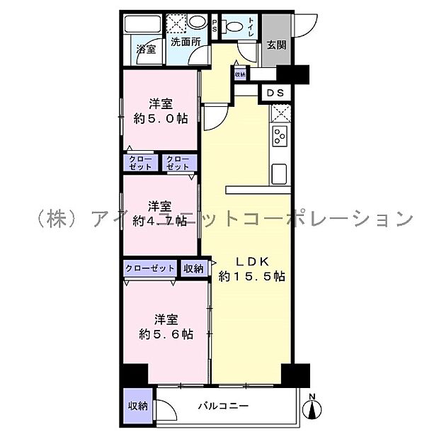 パークサイド船橋(3LDK) 9階の間取り図