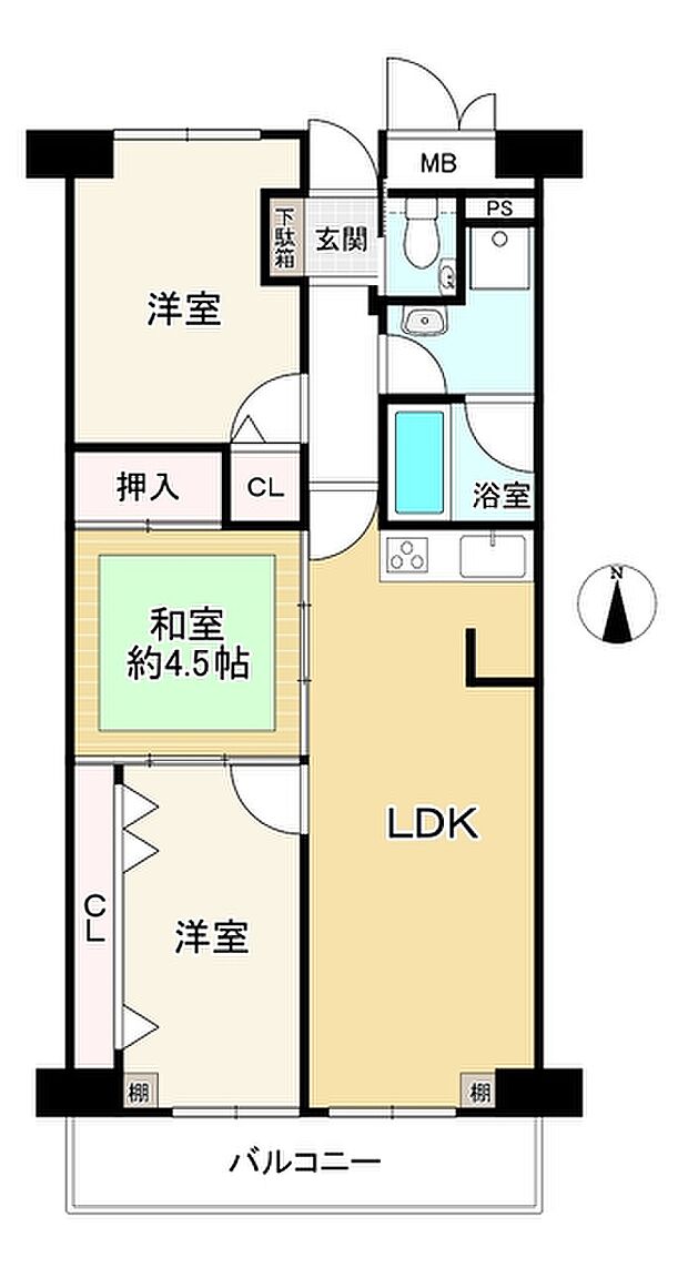 上本町ガーデンハイツ(4K) 13階の間取り図