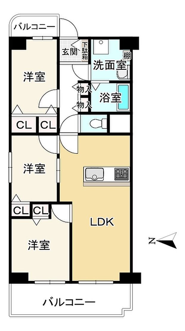 シャルム玉造(3LDK) 2階の間取り図