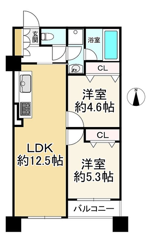 勝山タウンハイツ(2LDK) 6階の間取り図