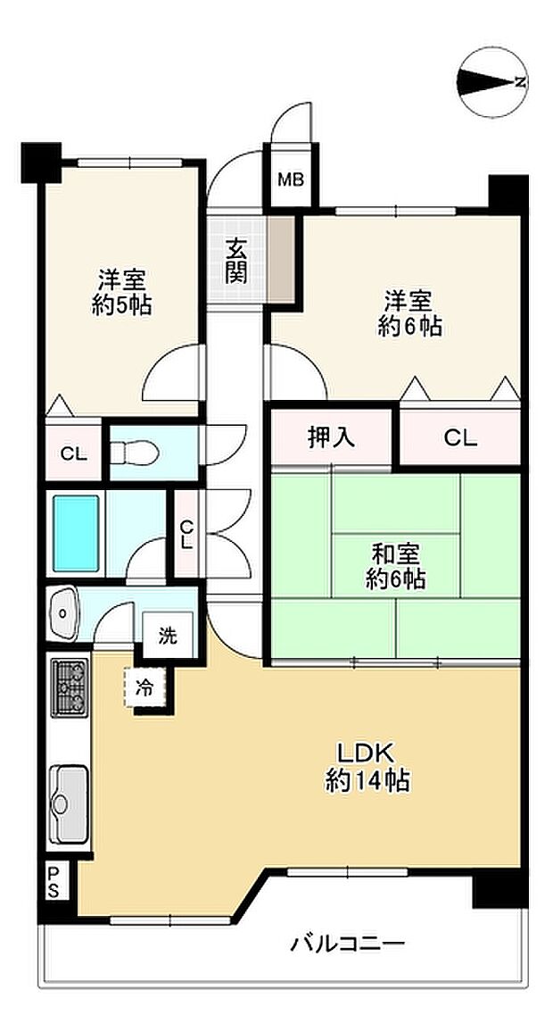 セレッソコートＯＳＡＫＡステーションランド(3LDK) 9階の間取り図