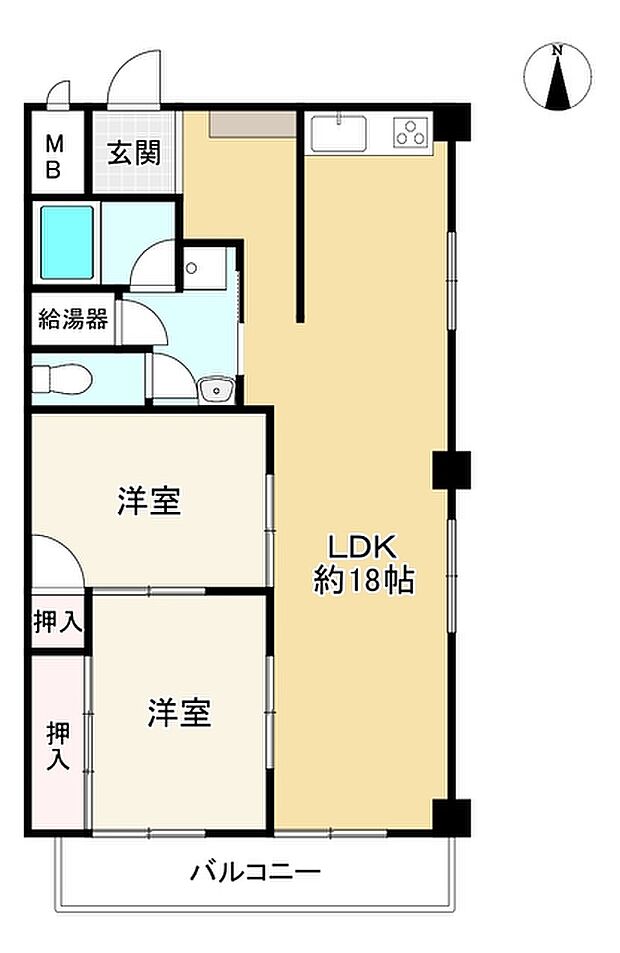 帝塚山中央マンション(2LDK) 3階の間取り図