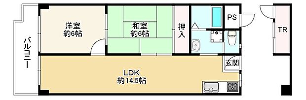 メガロコープ平野第2号棟(2LDK) 11階の間取り図