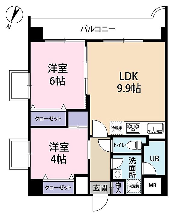 世田谷台ピロティ(2LDK) 7階/701の間取り図