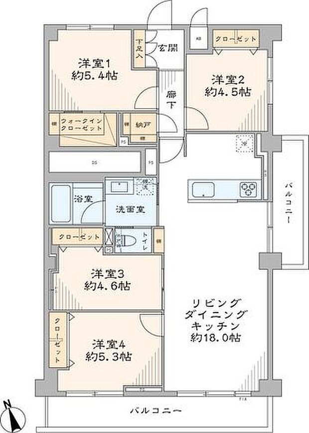 江戸川ハイツ(4LDK) 3階/A棟 301の間取り図