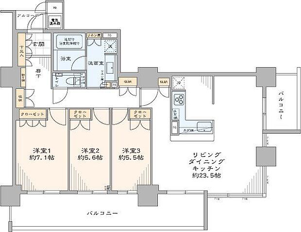 大阪福島タワー(3LDK) 35階/3509の間取り図
