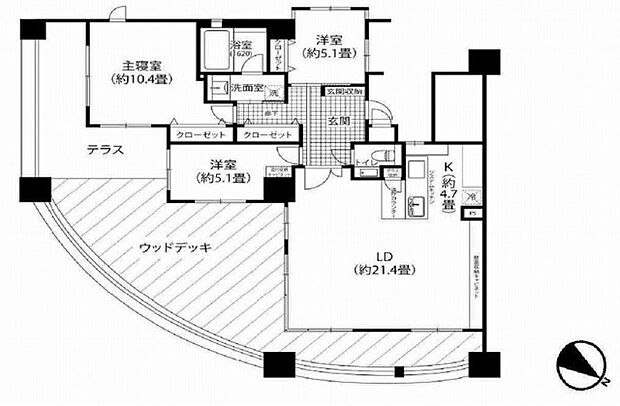 セレッソコート神戸花隈公園(3LDK) 9階の間取り図