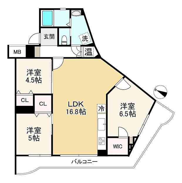 ピュアハイツ高丸第1(3LDK) 5階の間取り図