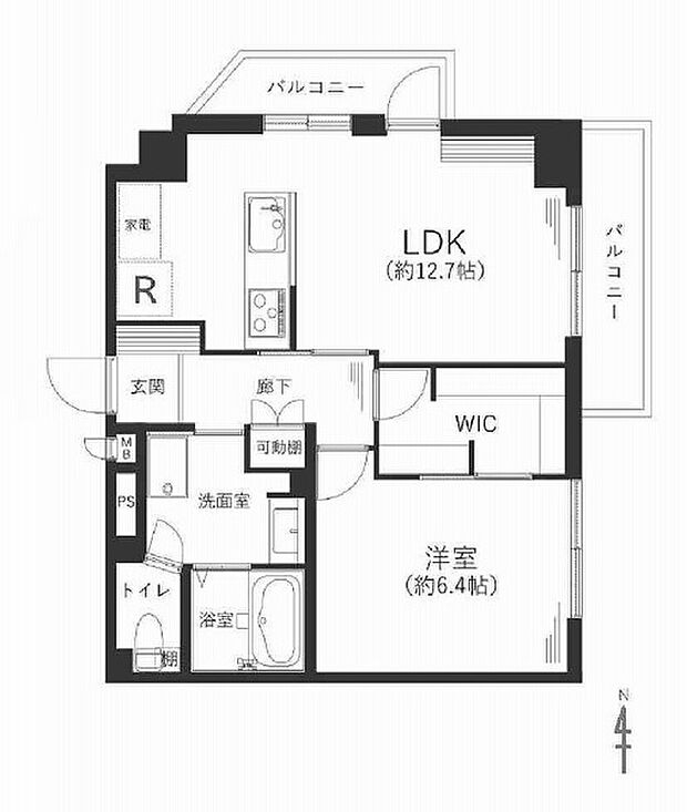 サンシャイン三宮(1LDK) 8階の間取り図