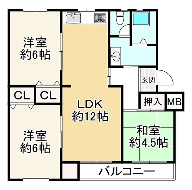 高倉台10団地51号棟(3LDK) 2階の間取り図