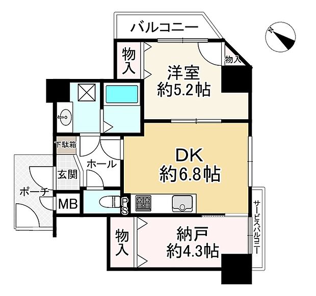 ＧＣ長田庄田町(1SDK) 7階の間取り図