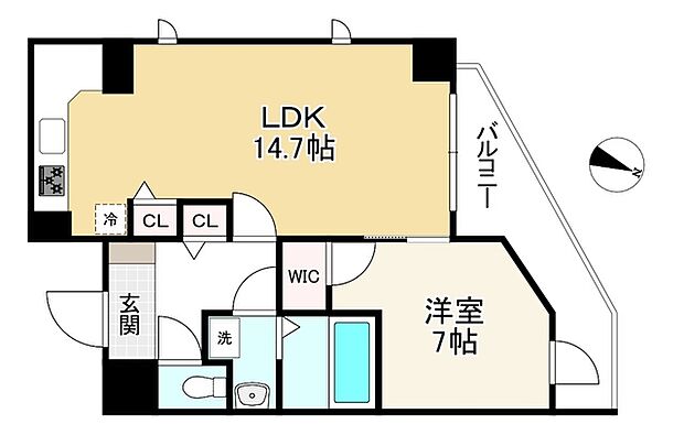 プレサンス神戸駅前グランツ(1LDK) 12階の間取り図