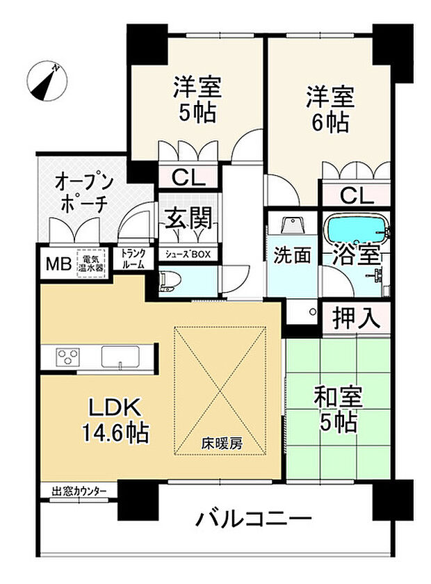サクラメント広畑夢咲(3LDK) 4階の間取り図