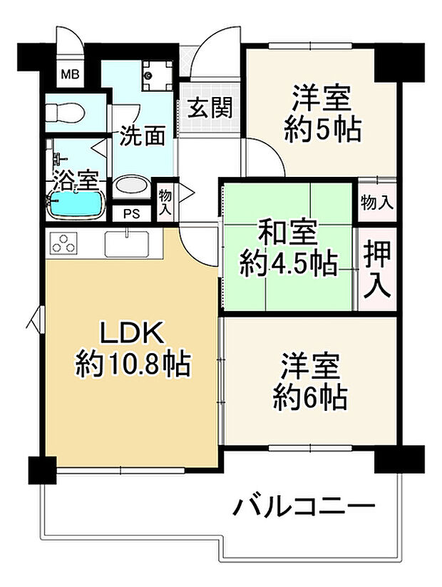 クリーンピア広畑東新町(3LDK) 4階の間取り図