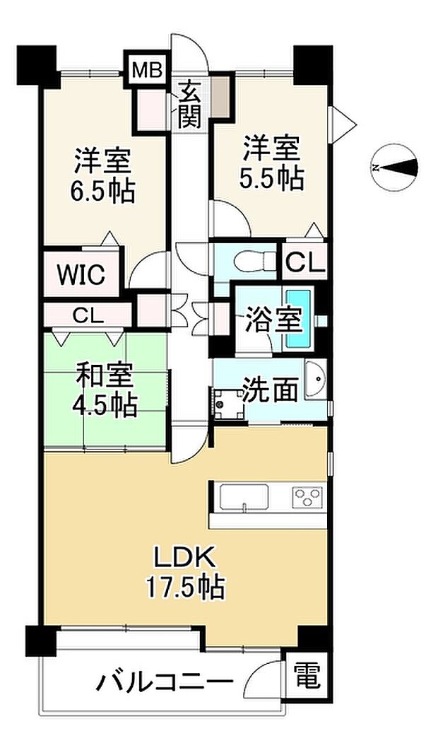 フェアコート五位堂(3LDK) 7階の間取り図