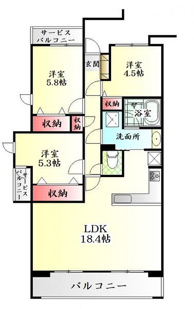ハウステージ多賀城2(3LDK) 1階の間取り図