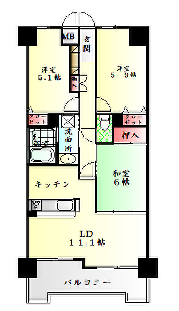 ネオハイツ高砂2(3LDK) 7階の間取り図