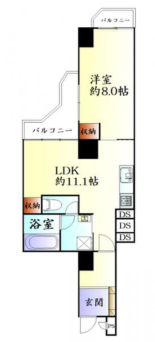 チサンマンション第3仙台(1LDK) 8階の内観
