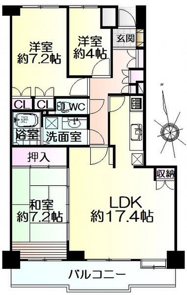パシフィック虹の丘(3LDK) 4階の間取り図