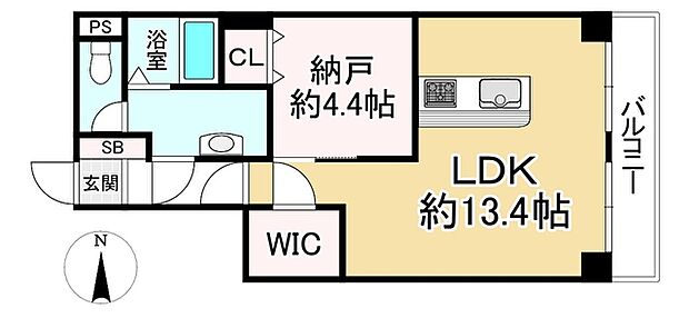 ライオンズマンション四条大宮(1R) 7階の間取り図
