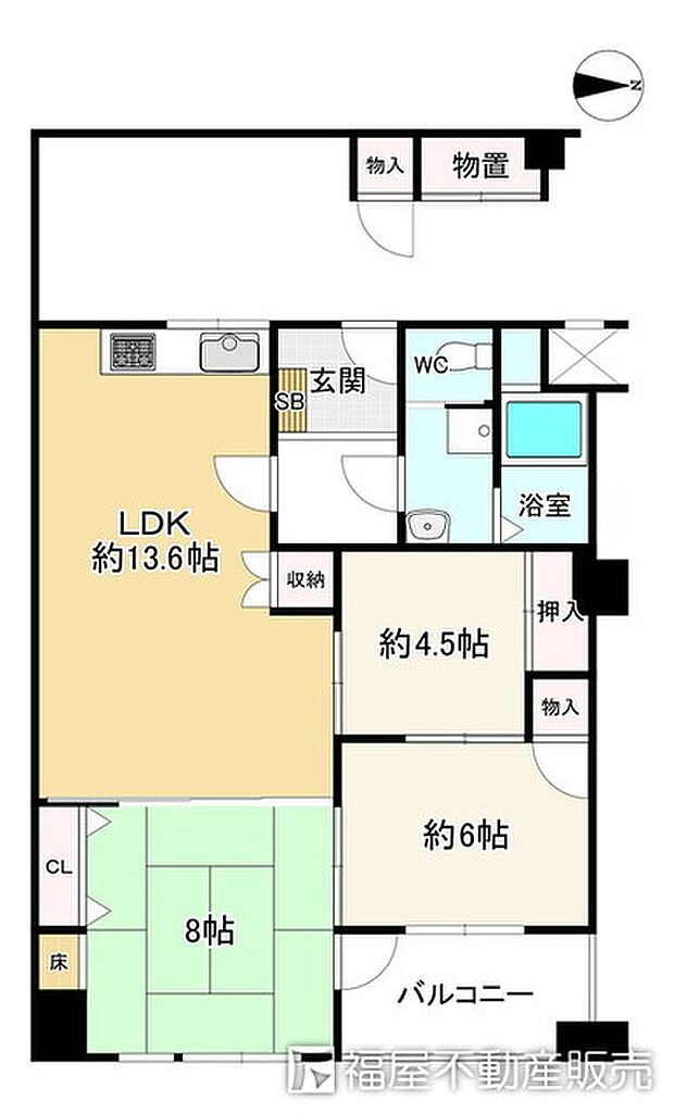 メガロコープ西陣A棟(3LDK) 11階の間取り図