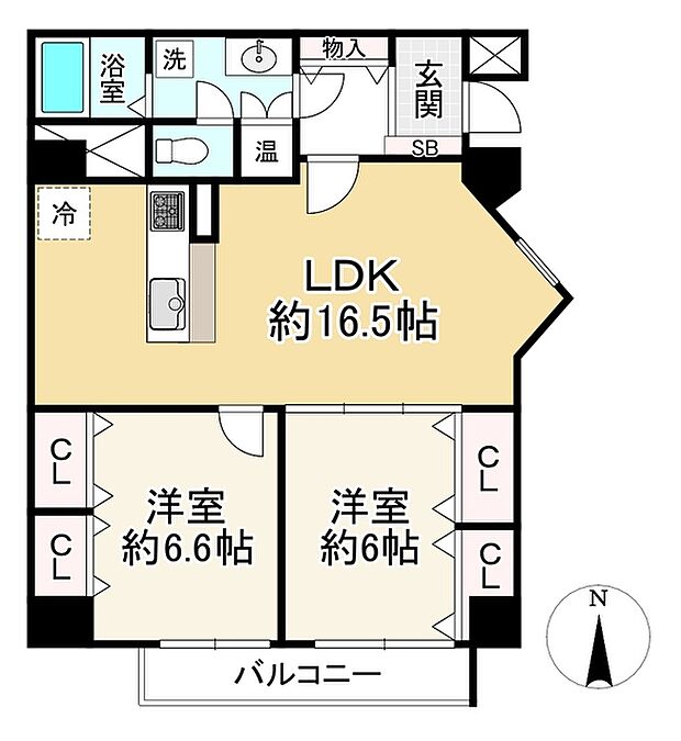 富小路アーバンライフ(3LDK) 6階の間取り図