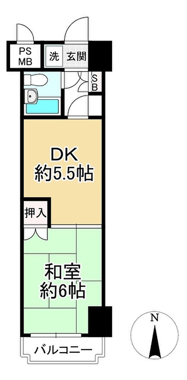 ライオンズマンション二条高倉(1R) 6階の間取り図